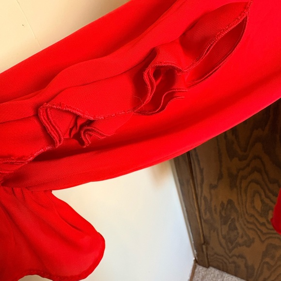 Zara Vibrant Red Ruffle Blouse - Picture 3 of 6